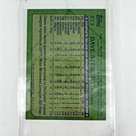 1982 Topps Dave Stewart #213 Los Angeles Dodgers Vintage Baseball Card - Picture 3 of 7